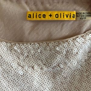 Nude all over sequin shift dress Alice + Olivia early 2000s